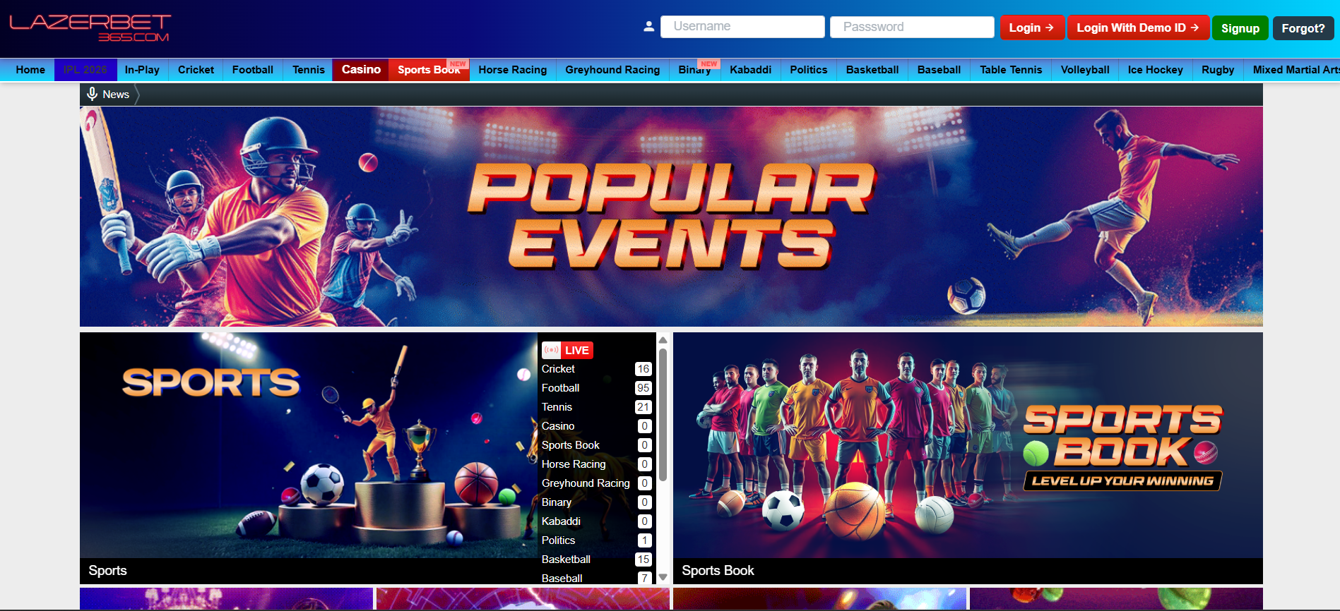 Lazerbet365 India - official website for Indian players. Full review about bookmaker.